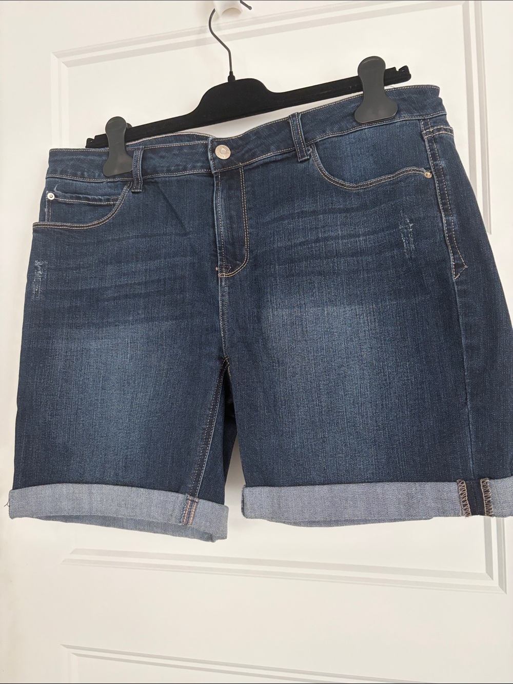 kenzie Dark Blue Denim Cuffed Women's Shorts (14)